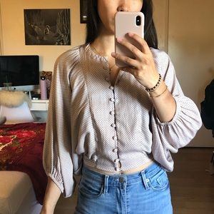 Satin high neck front button crop top